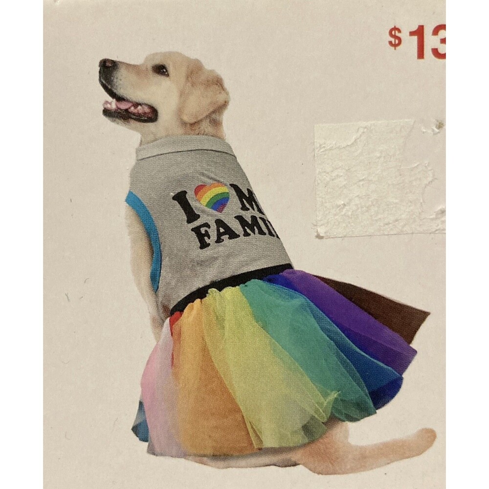 Target “Take Pride” I ❤️ My Family Rainbow Dog T-shirt & Tutu Dress Size Medium